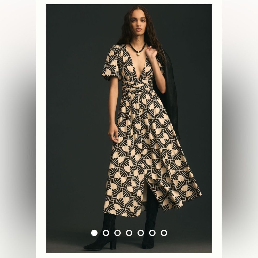 By Anthropologie Medium The Katerina Button-Front Dress Color:
NEUTRAL 1X